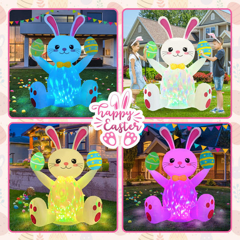 Ahititi inflatable bunny with LED lights, eye-catching nighttime display for outdoor parties.