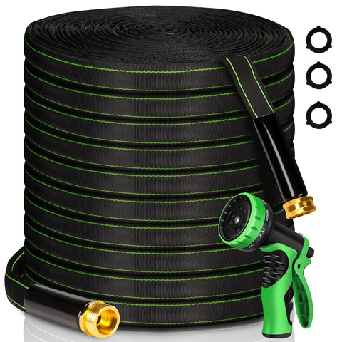 Ahititi garden hose 100ft coiled for easy storage and quick setup.