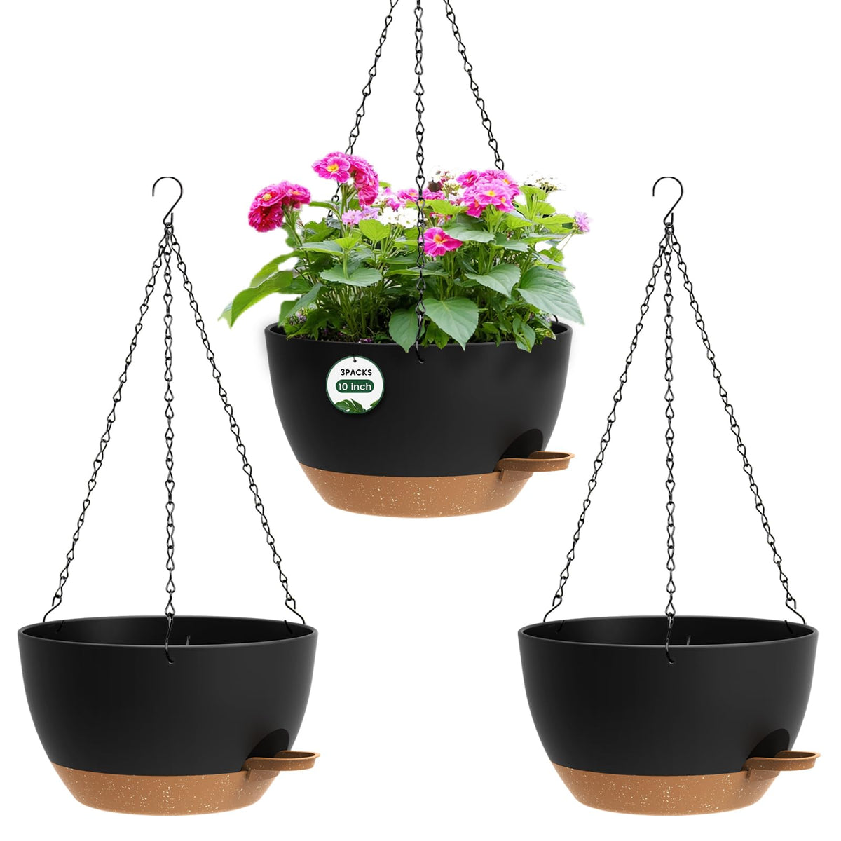 AHJZO 12-inch hanging planter trio for indoor and outdoor gardening