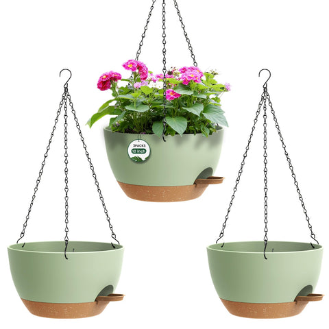 AHJZO 3-pack hanging pots with chain and self-watering feature for busy gardeners.
