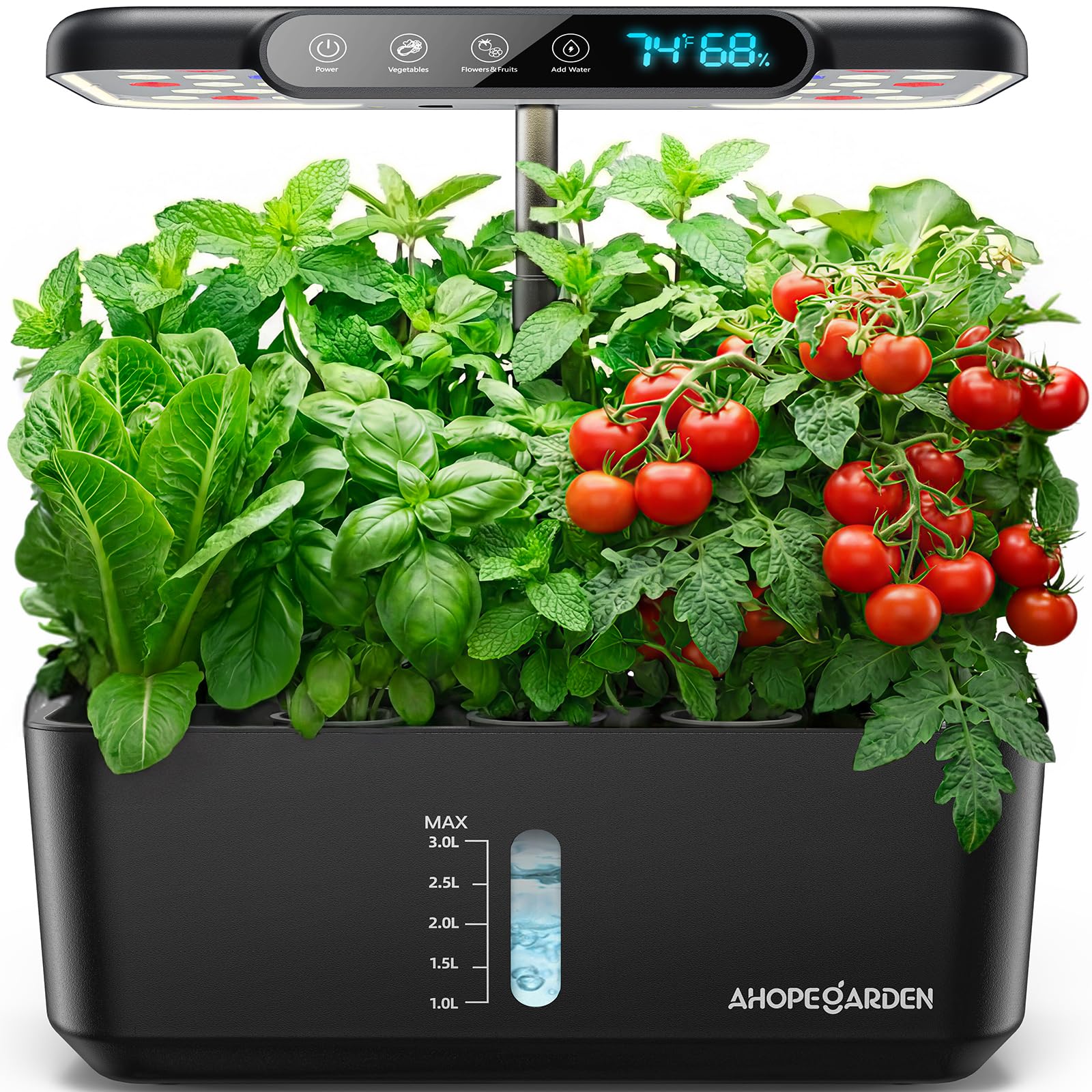 Ahopegarden 10-pod hydroponic system front view for compact kitchen herb growing