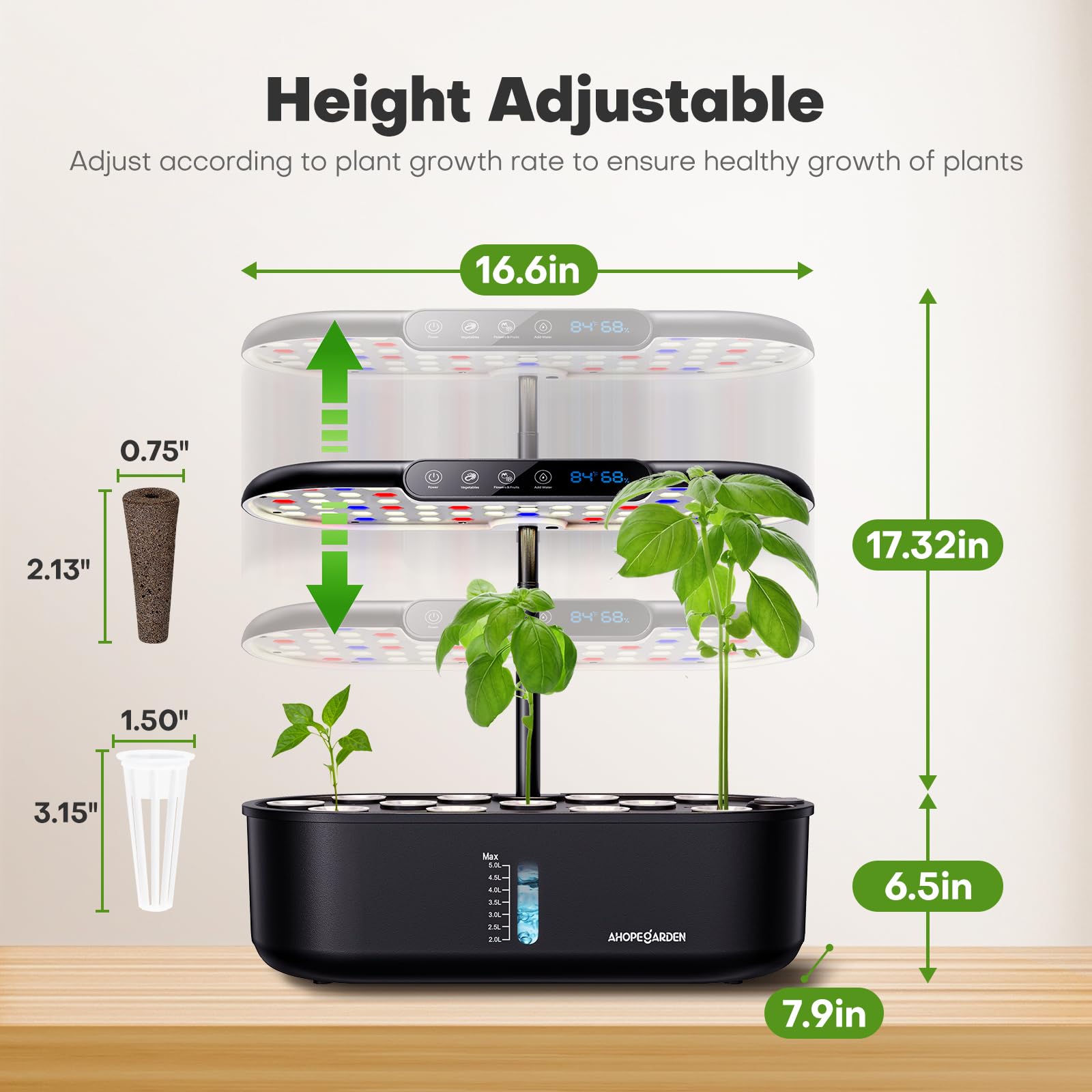 Ahopegarden 5L water tank with indicator for effortless water management.