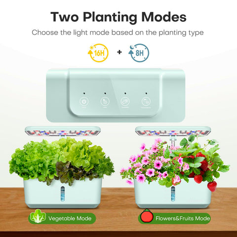 Ahopegarden circulation system keeps reservoir water fresh for roots.