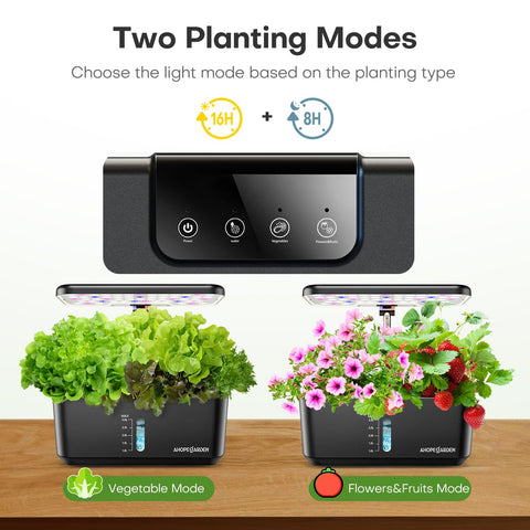 Ahopegarden height-adjustable light post supports growing plants at different heights.