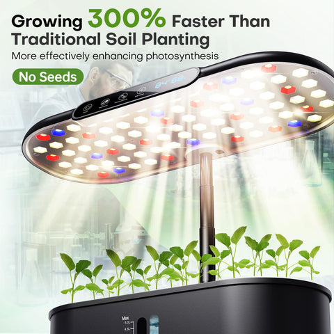 Ahopegarden hydroponics control panel showing real-time climate monitoring for easy care