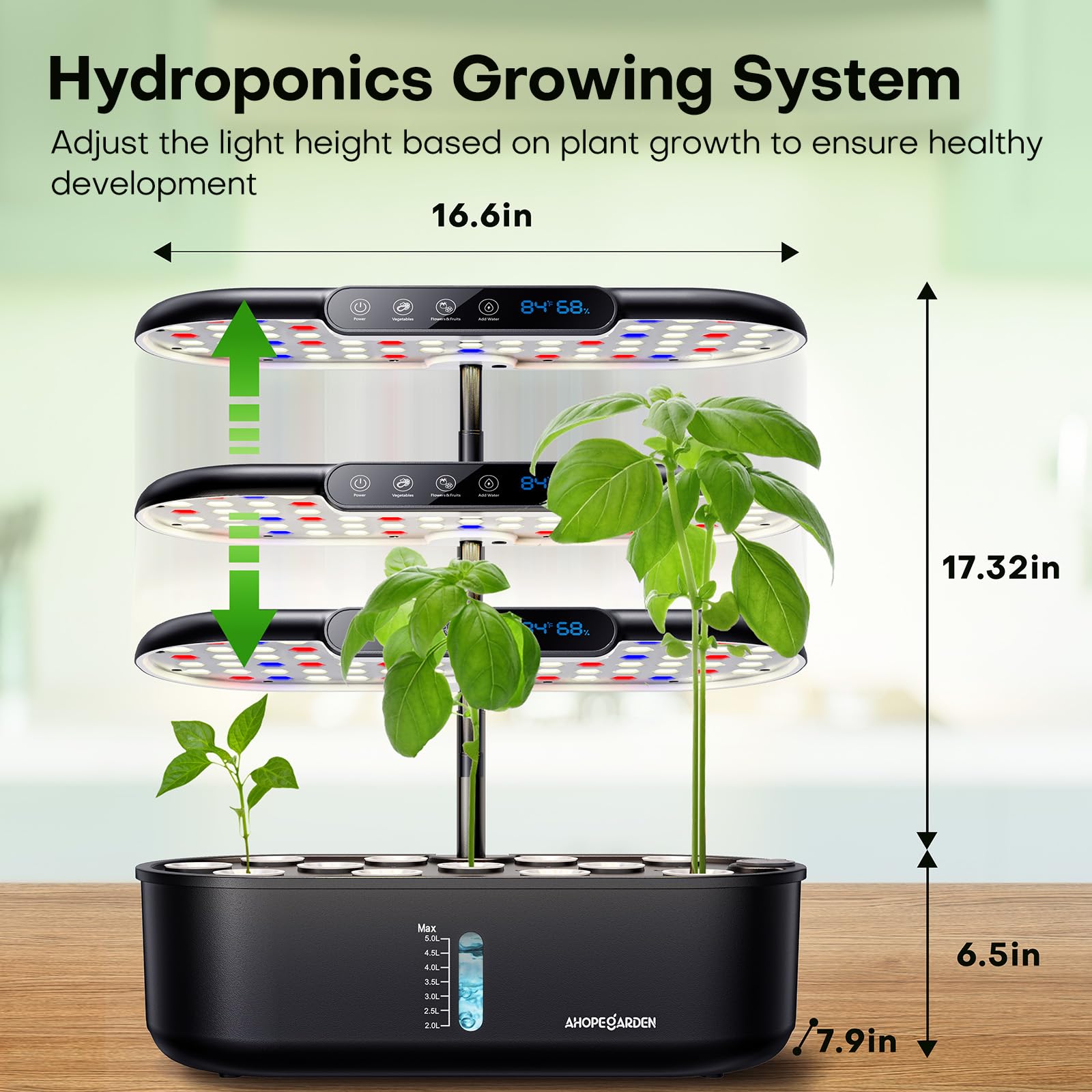 Ahopegarden hydroponics quiet pump under 40 dB supports peaceful indoor gardening