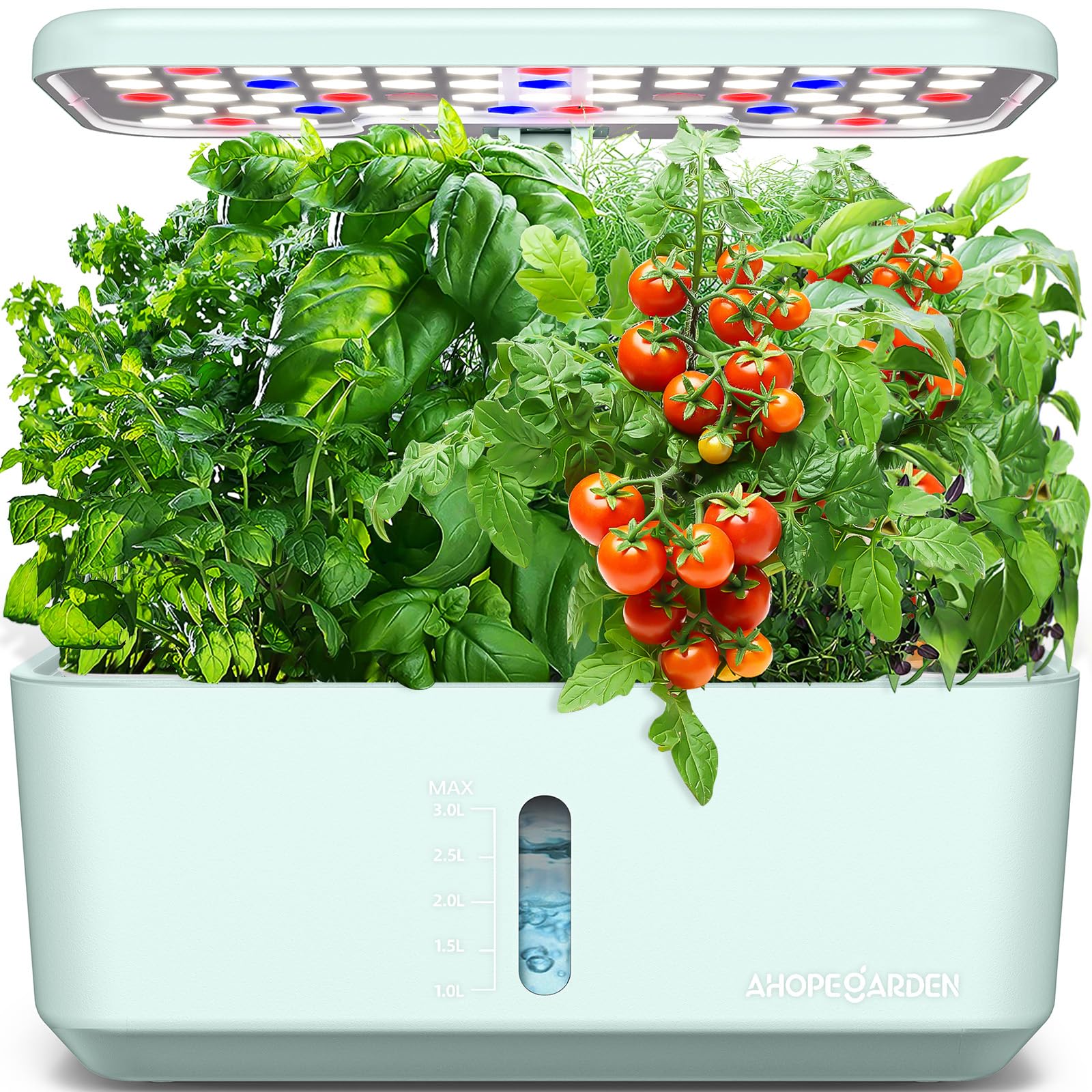Ahopegarden indoor hydroponic garden system with 10 pods for year-round herbs.