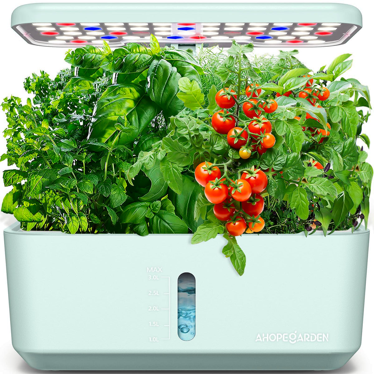 Ahopegarden indoor hydroponic garden system with 10 pods for year-round herbs.