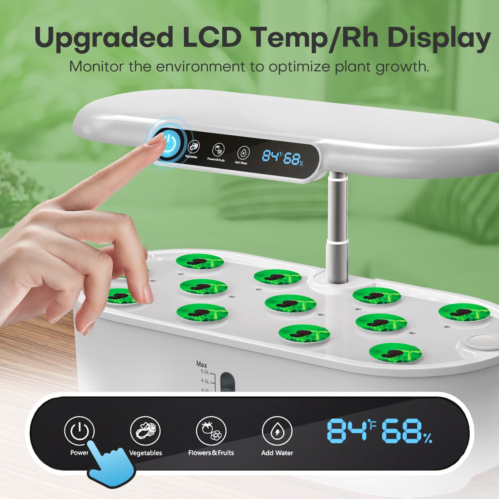 Ahopegarden LCD temp humidity display helps monitor ideal home growing conditions