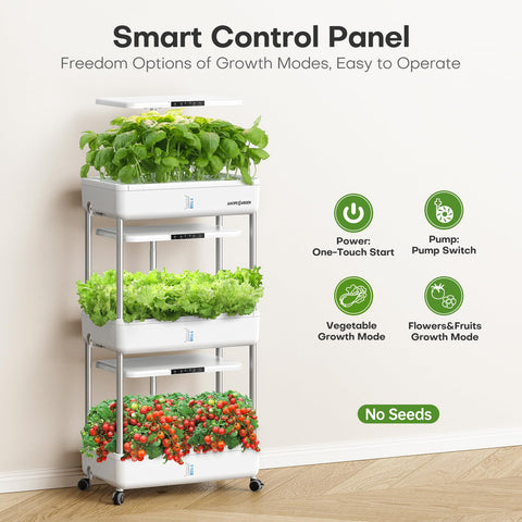 Ahopegarden triple-layer hydroponic system supports diverse crops with modular zones.