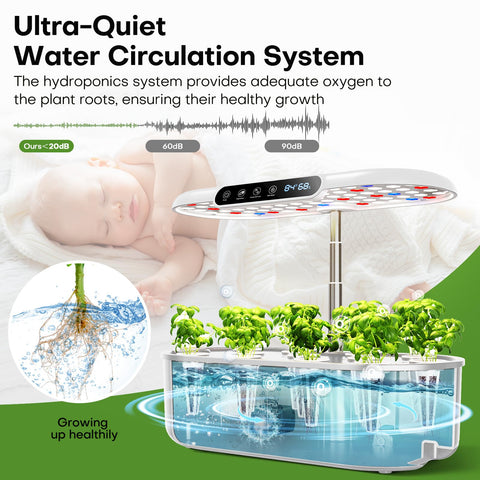Ahopegarden ultra-quiet pump keeps indoor hydroponics peaceful and low-maintenance