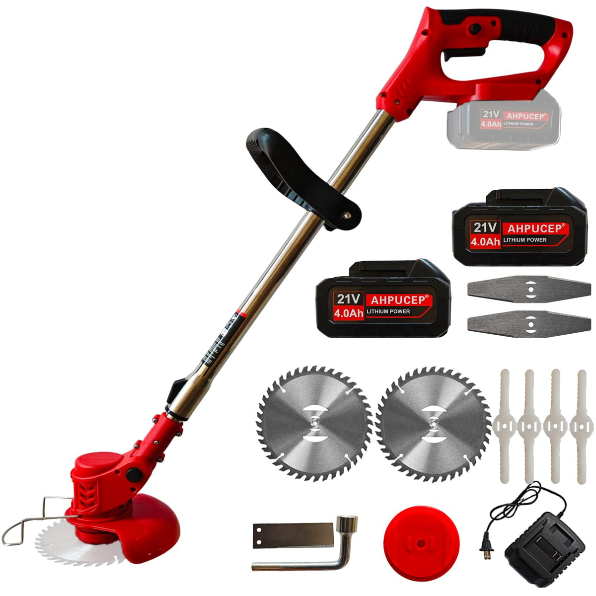 AHPUCEP electric weed wacker with dual batteries for extended yard use