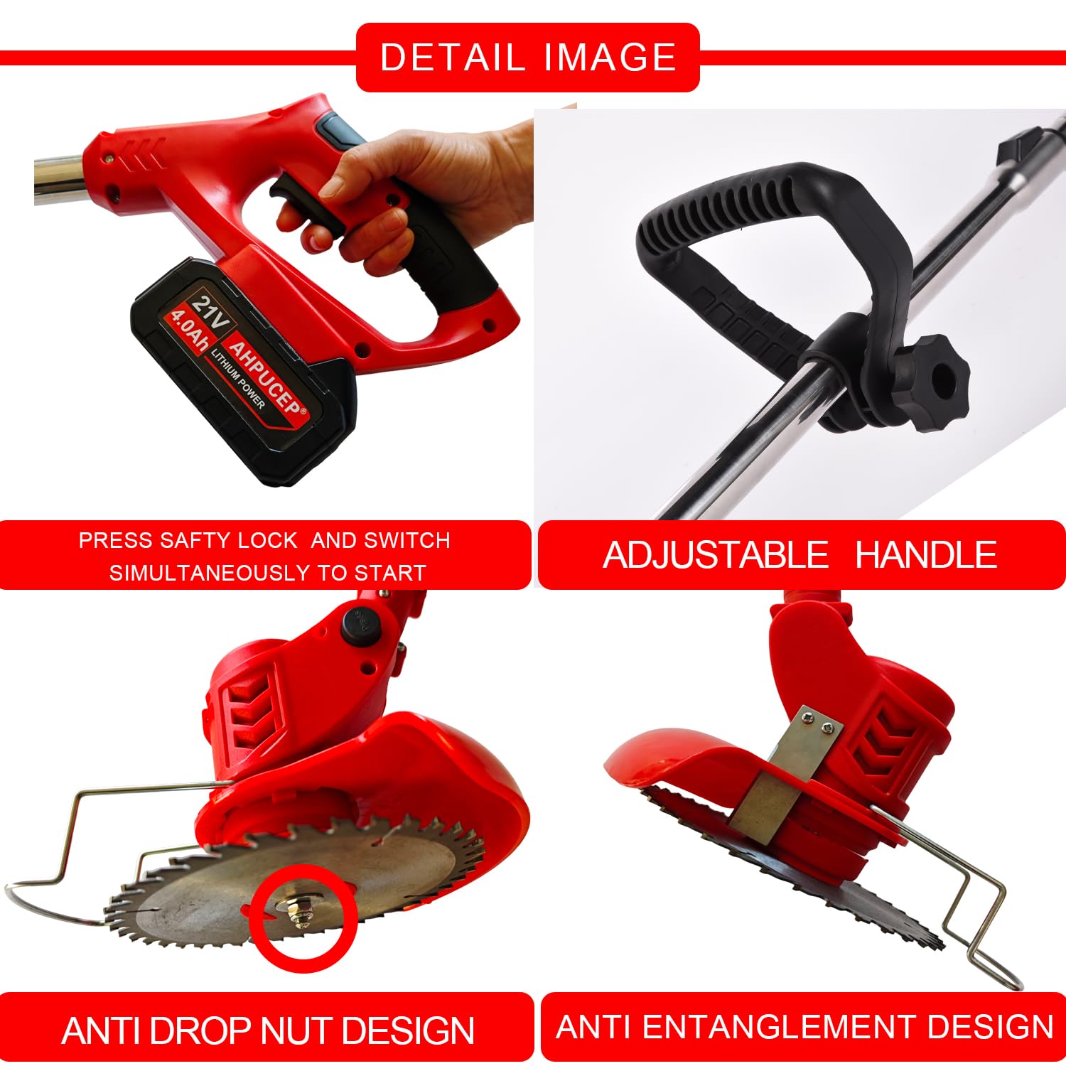 AHPUCEP weed wacker safety switch helps prevent accidental start-ups