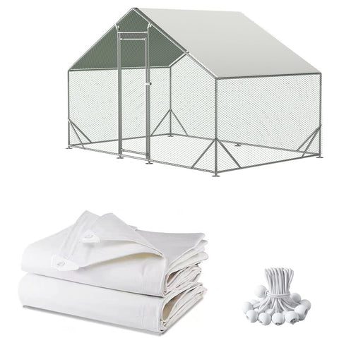 Ahpuhtan chicken coop cover waterproof-uv 11-3x6-3ft shields the run from rain and sun.
