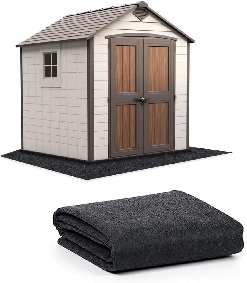 Ahpuhtan outdoor shed mat 10x12 offers full coverage protecting floors from moisture