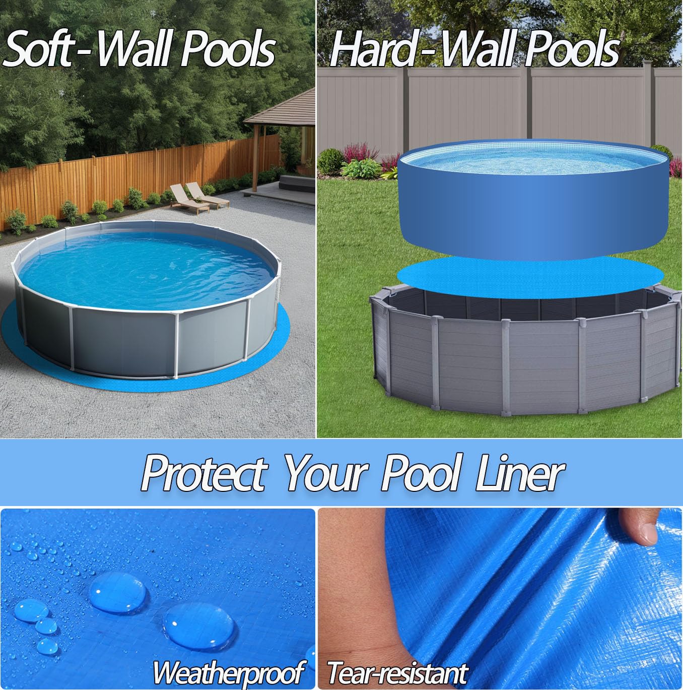 Ahpuhtan waterproof ground cloth keeps the pool tidy by blocking ground debris.