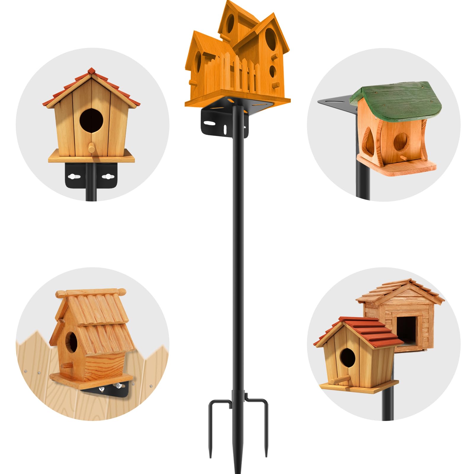 AHRLHR 80-inch adjustable bird feeder pole provides versatile height for diverse feeders in your garden.