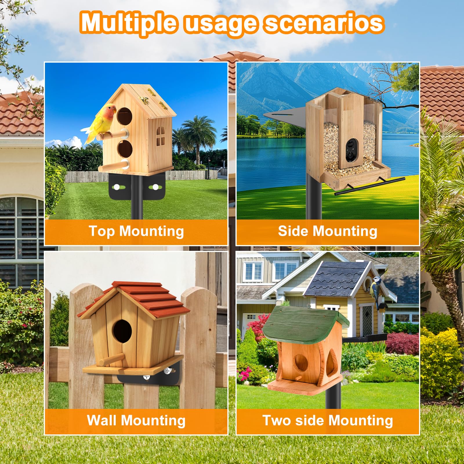 AHRLHR bird house mounted on pole provides a sturdy nesting perch