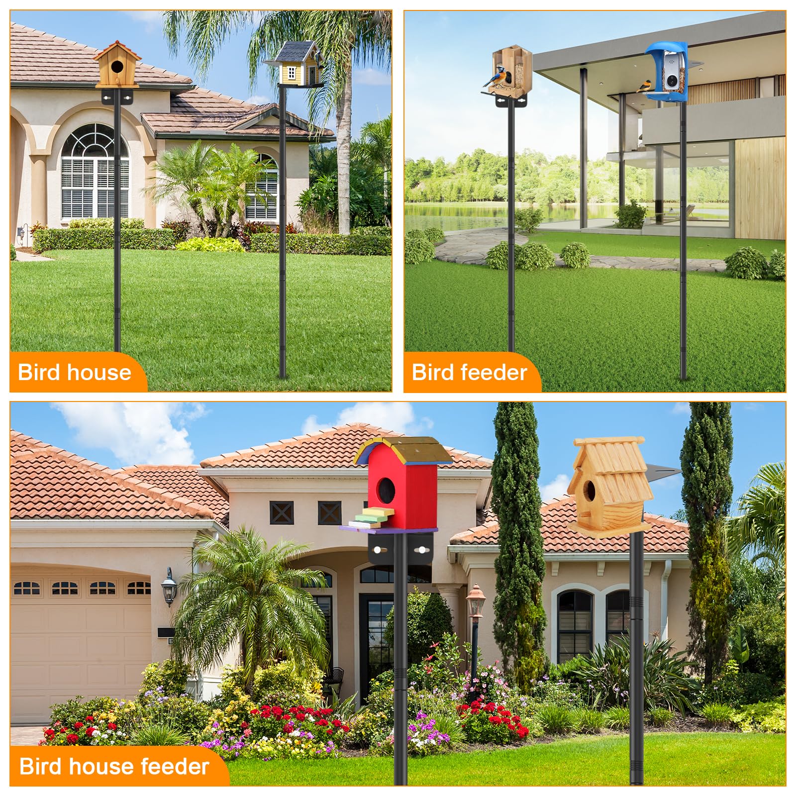 AHRLHR rustproof heavy-duty bird feeder pole base offers wind-stable support