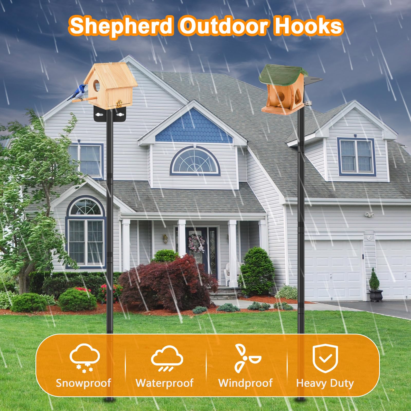 AHRLHR two-pack bird pole set supports multiple feeding spots