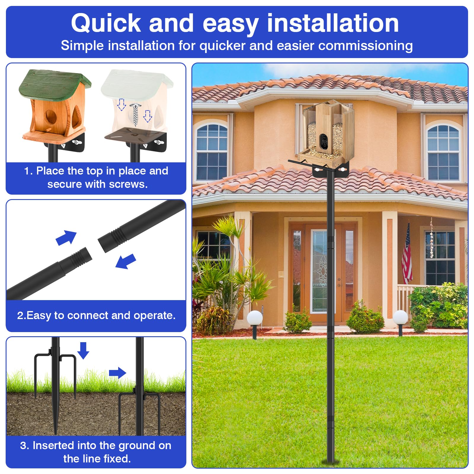 AHRLHR rustproof-bird-pole resists corrosion in humid climates, ensuring long-lasting outdoor display.