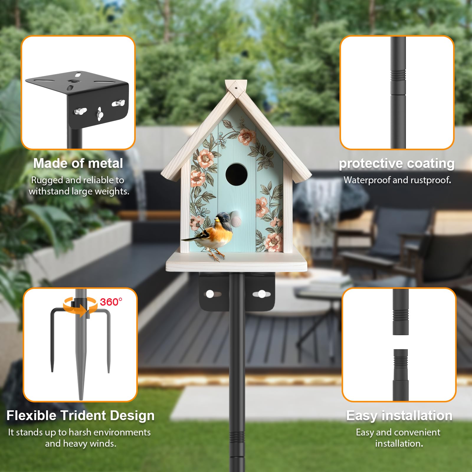 AHRLHR adjustable-height pole suitable for garden patio or window viewing