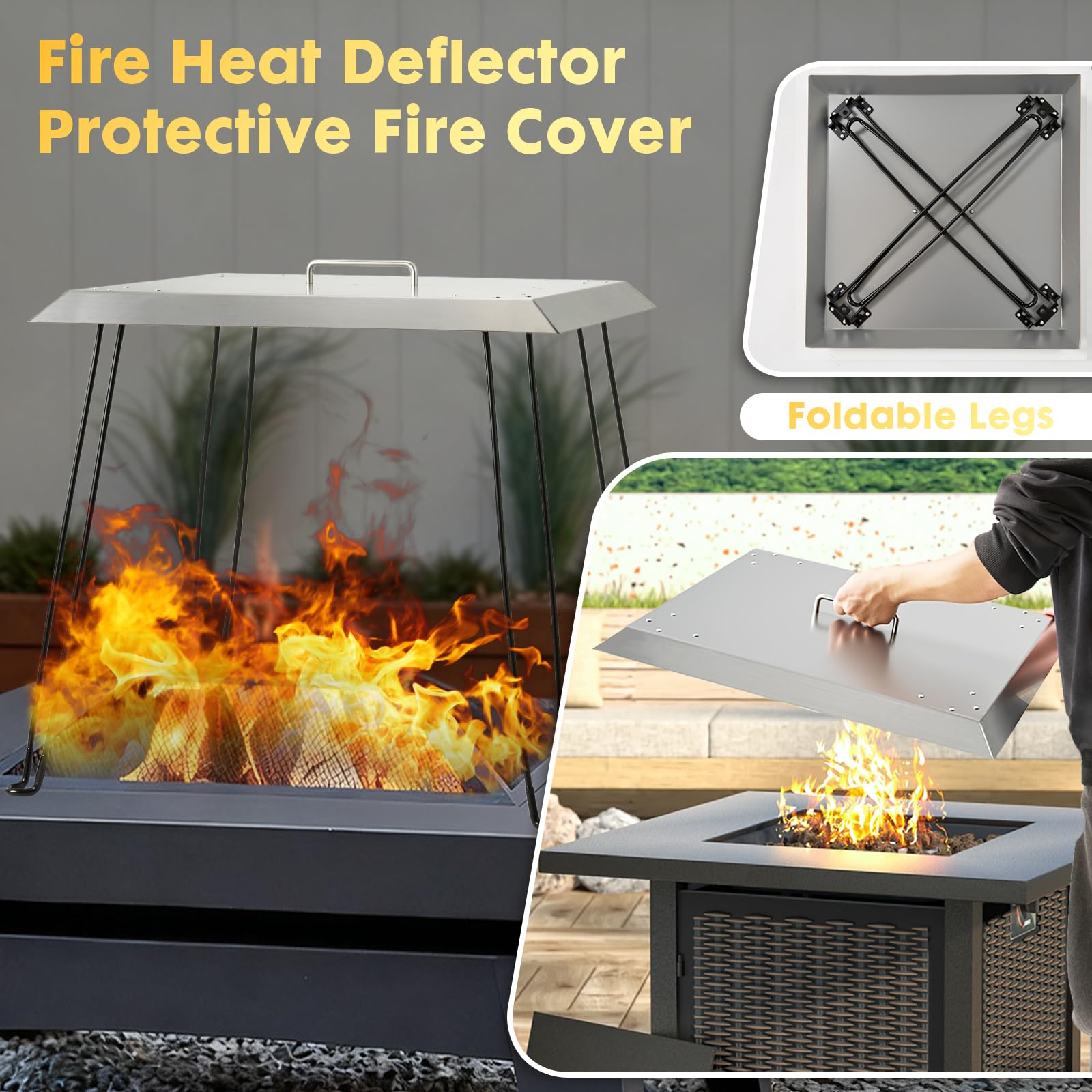 AHUAWA protects fire pit from rain and debris with the deflector lid.