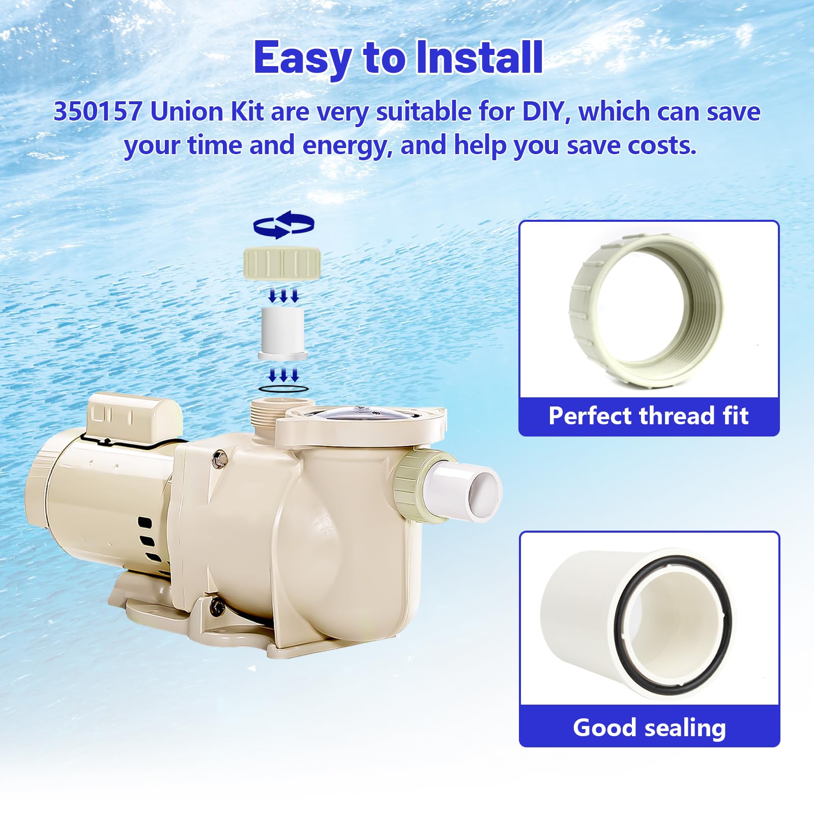 Ahuliao 2-inch internal slip PVC union for secure piping joints.