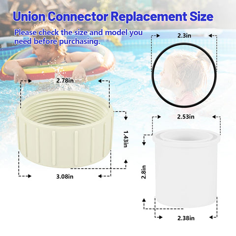 Ahuliao PVC union kit 2-pack with nuts and O-rings for easy installation.