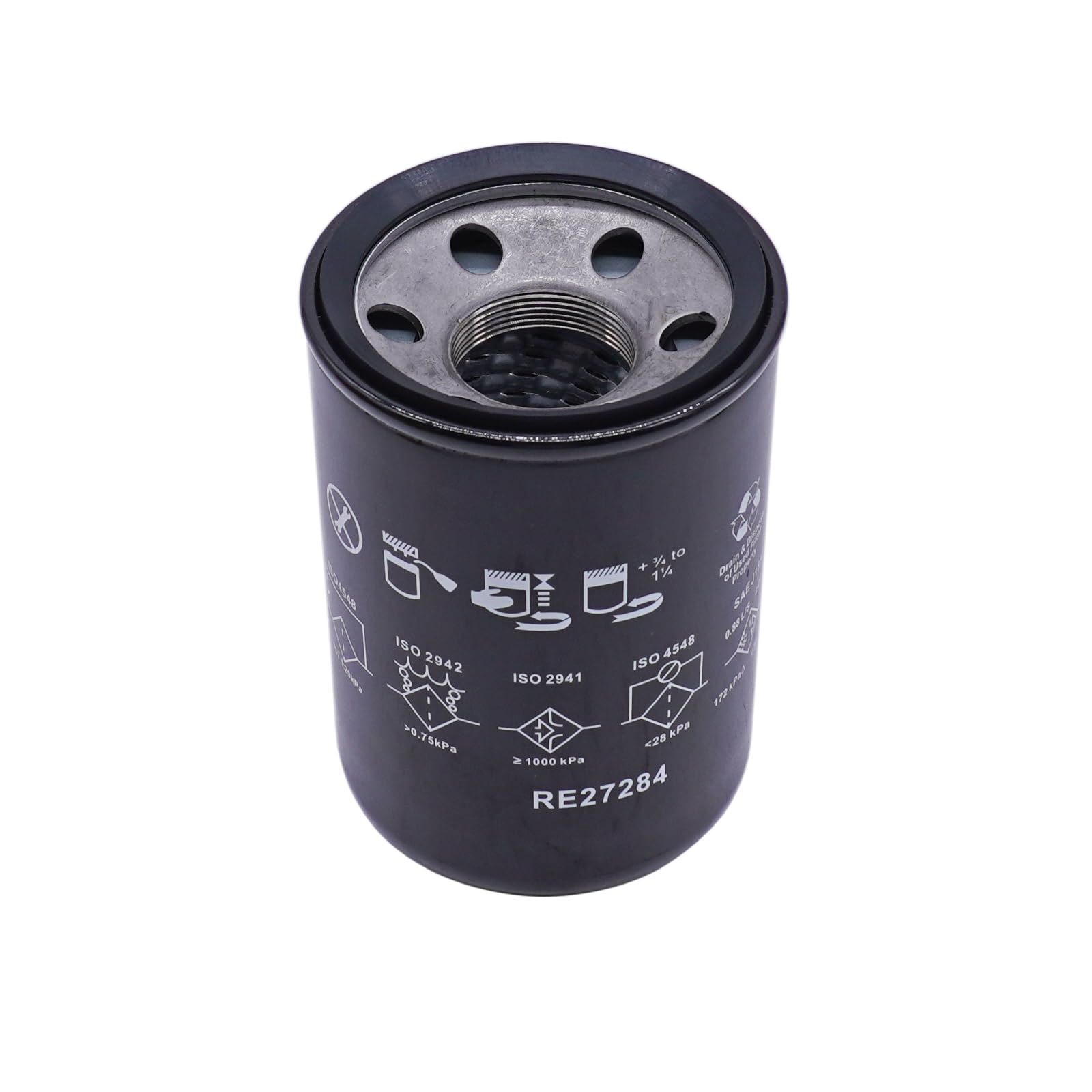 AIB2C RE27284 hydraulic filter closeup shows durable housing for reliable filtration.