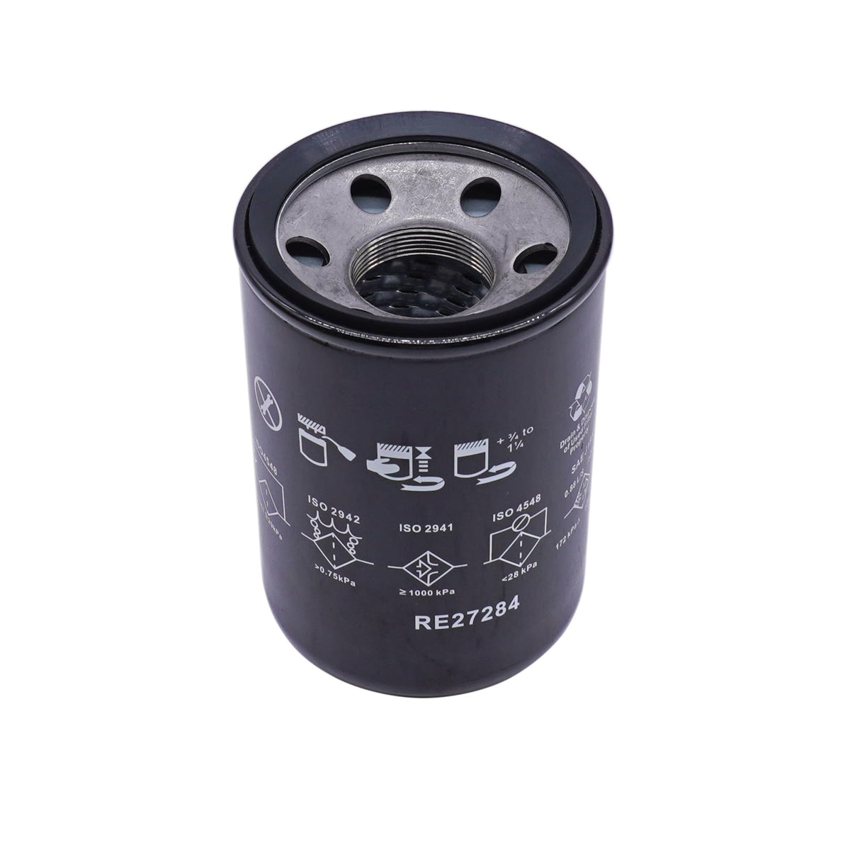 AIB2C RE27284 hydraulic filter closeup shows durable housing for reliable filtration.