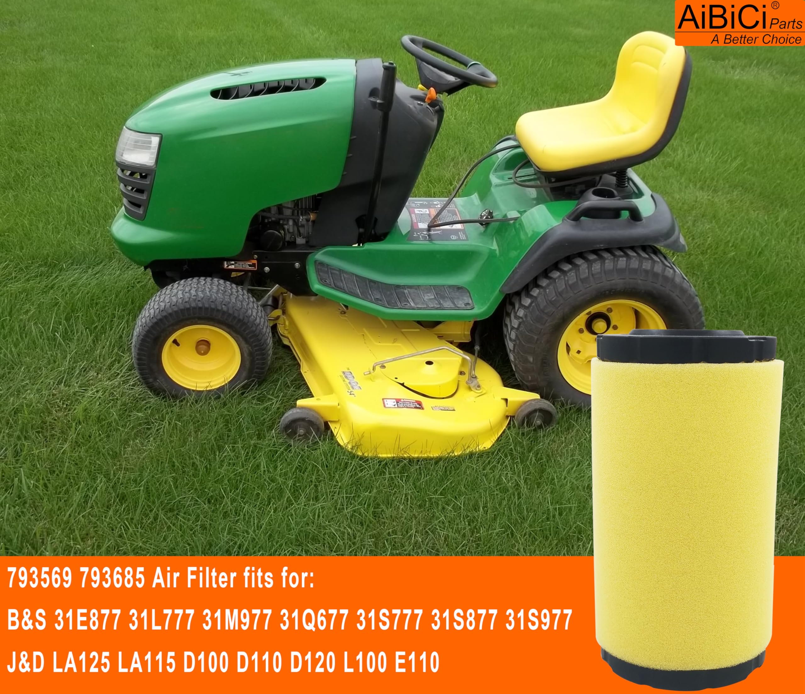 AiBiCi 793569-793685 air filter compatibility with Briggs Stratton engines for reliable airflow
