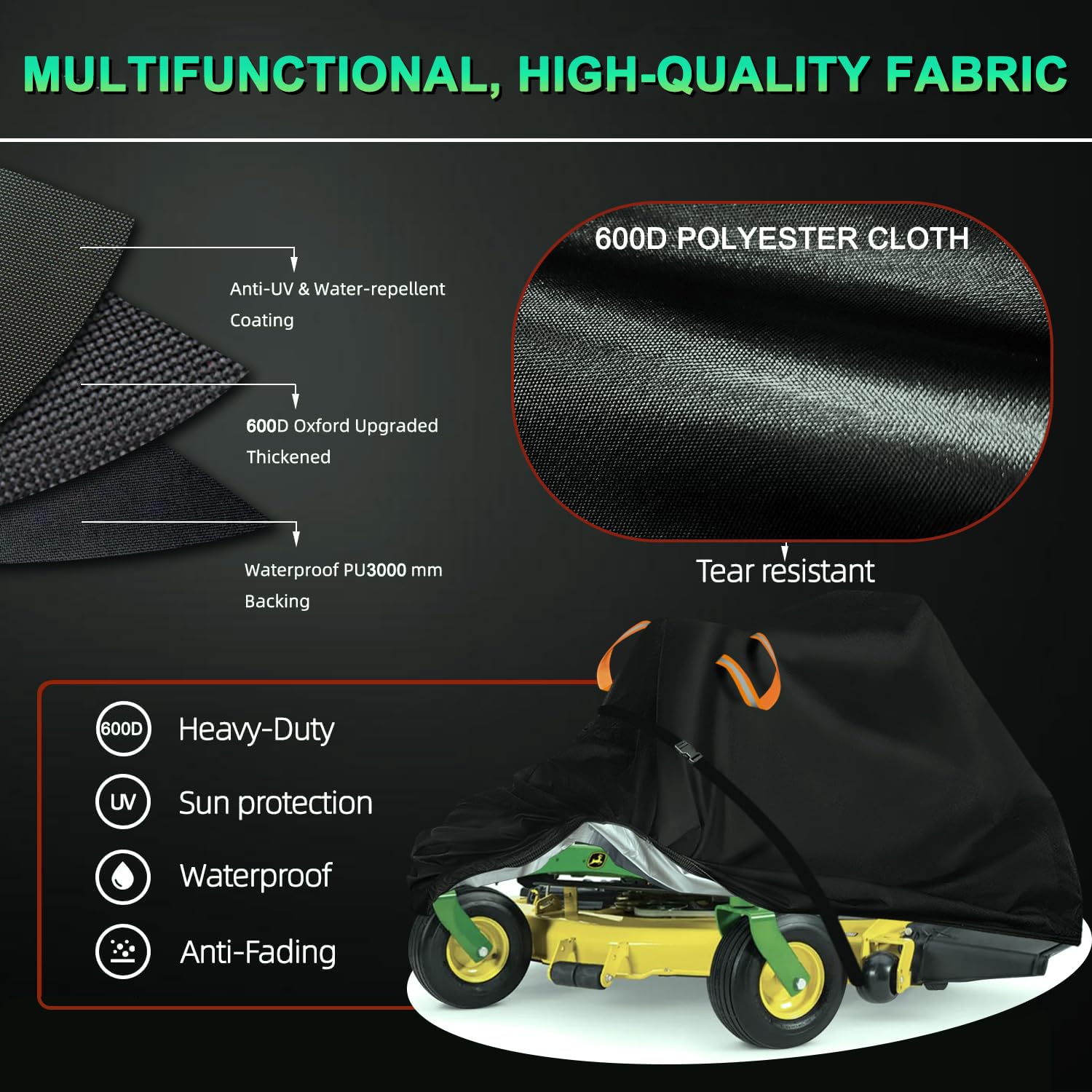 Aibiley cover fits up to 62-inch decks for versatile lawn tractors