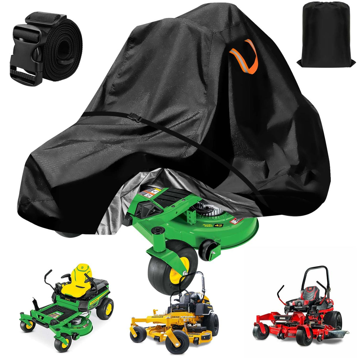 Aibiley zero-turn mower cover front view protects deck from rain and sun