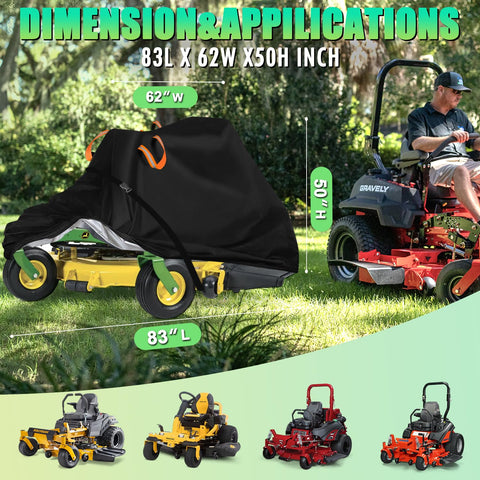 Aibiley mower cover with windproof buckles secures tightly against gusts