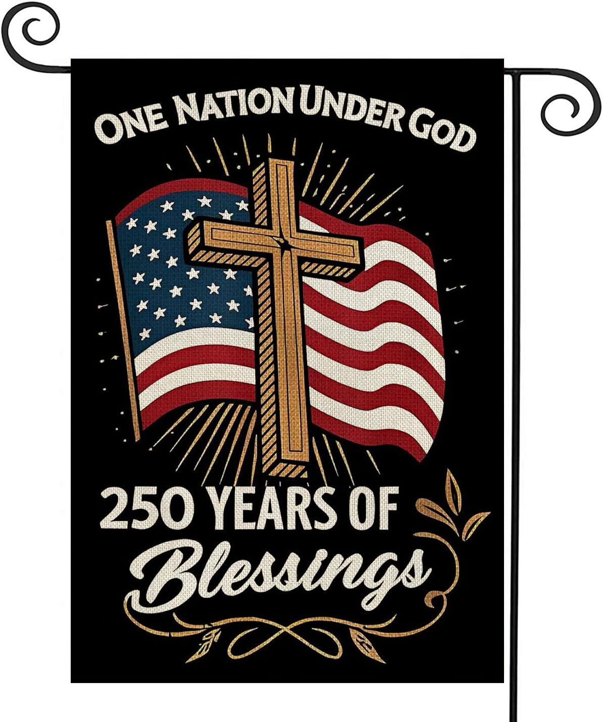 AIBOLYNE 250 Years Blessings flag with cross design for outdoor garden display.