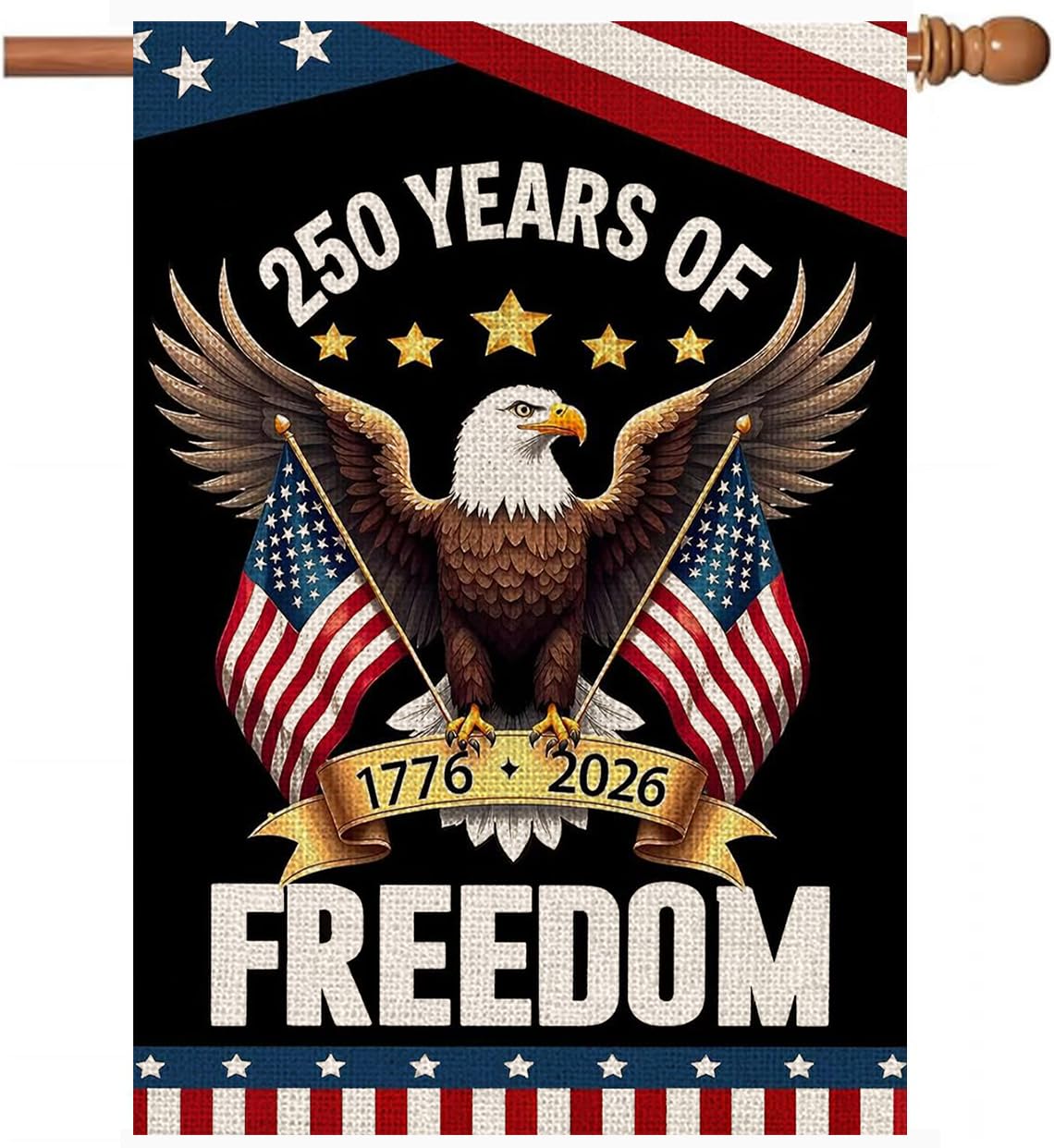 AIBOLYNE 250 Years eagle-flag-banner for outdoor patriotic display.