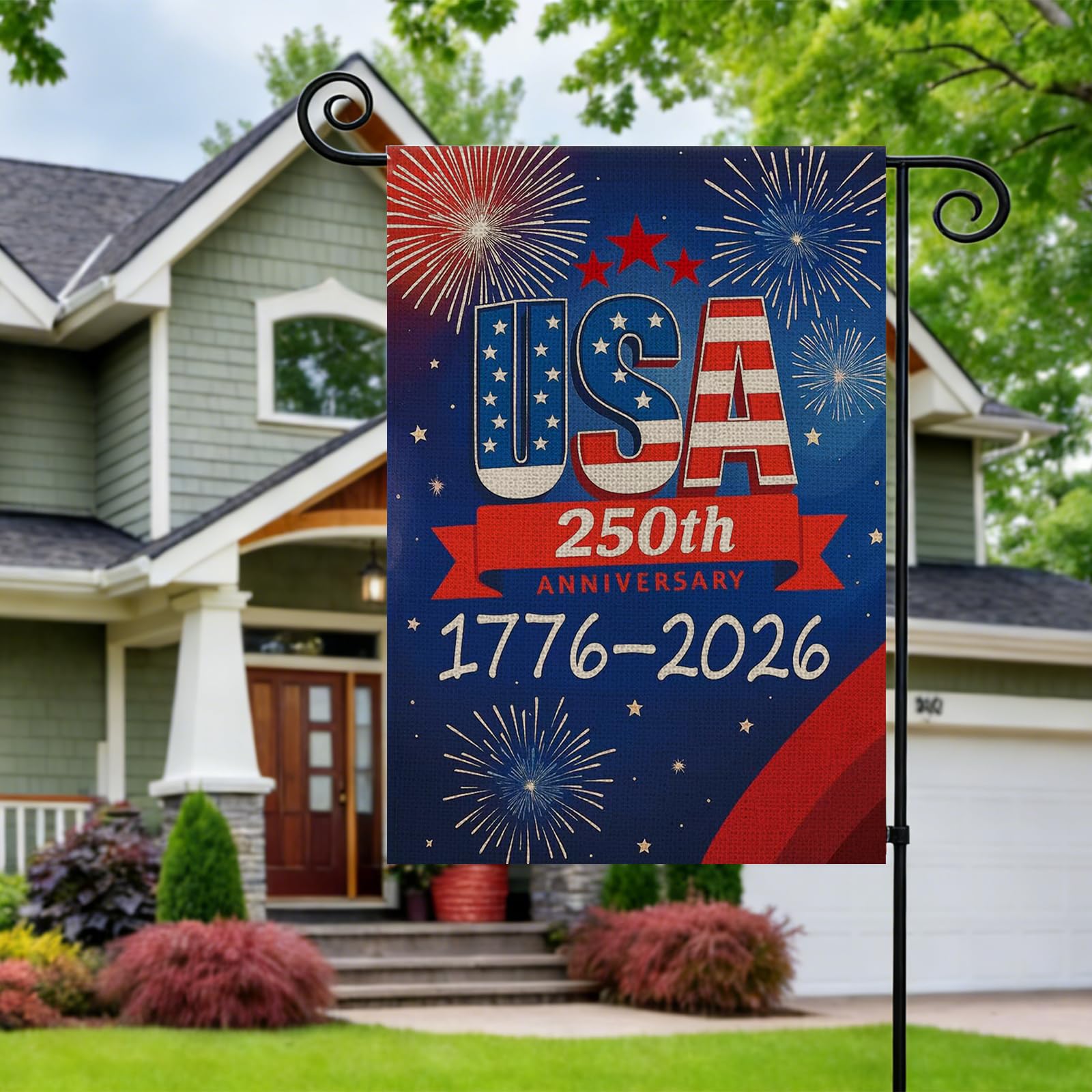 AIBOLYNE 250th USA flag, back view, double-sided for yard visibility