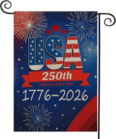 AIBOLYNE 250th USA flag with fireworks, front view for festive outdoor display