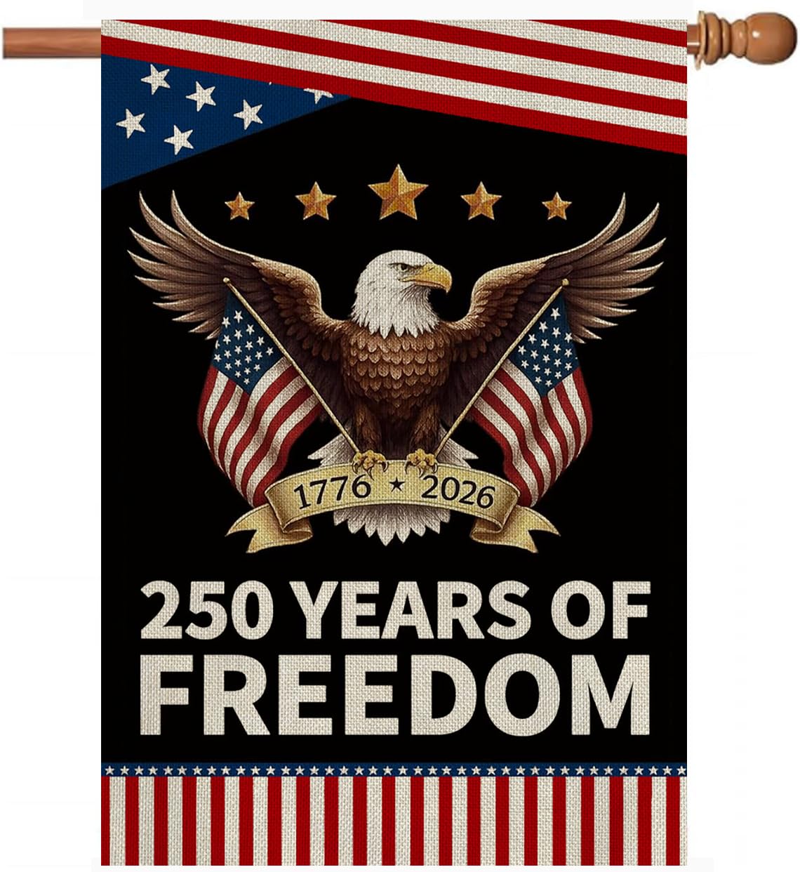 AIBOLYNE 250th anniversary flag, eagle front view, ideal for vibrant outdoor patriotism.