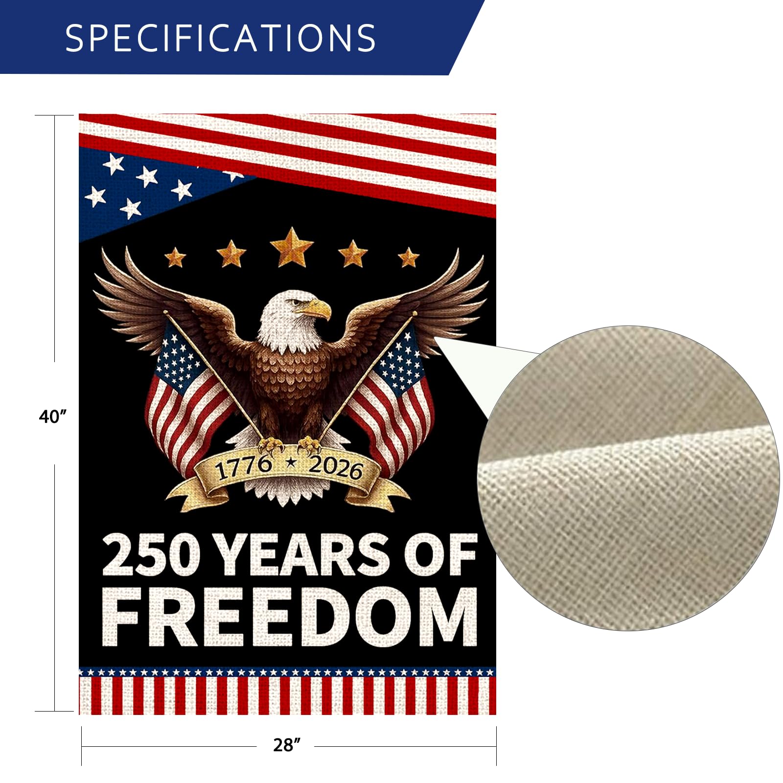 AIBOLYNE 250th anniversary flag, ideal for patriotic events like 4th of July.