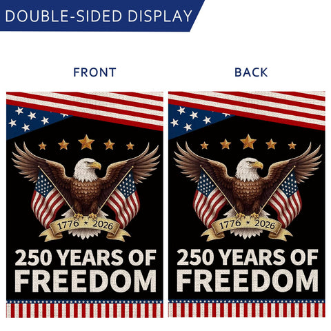 AIBOLYNE 250th anniversary flag, stars and stripes close-up with burlap texture.