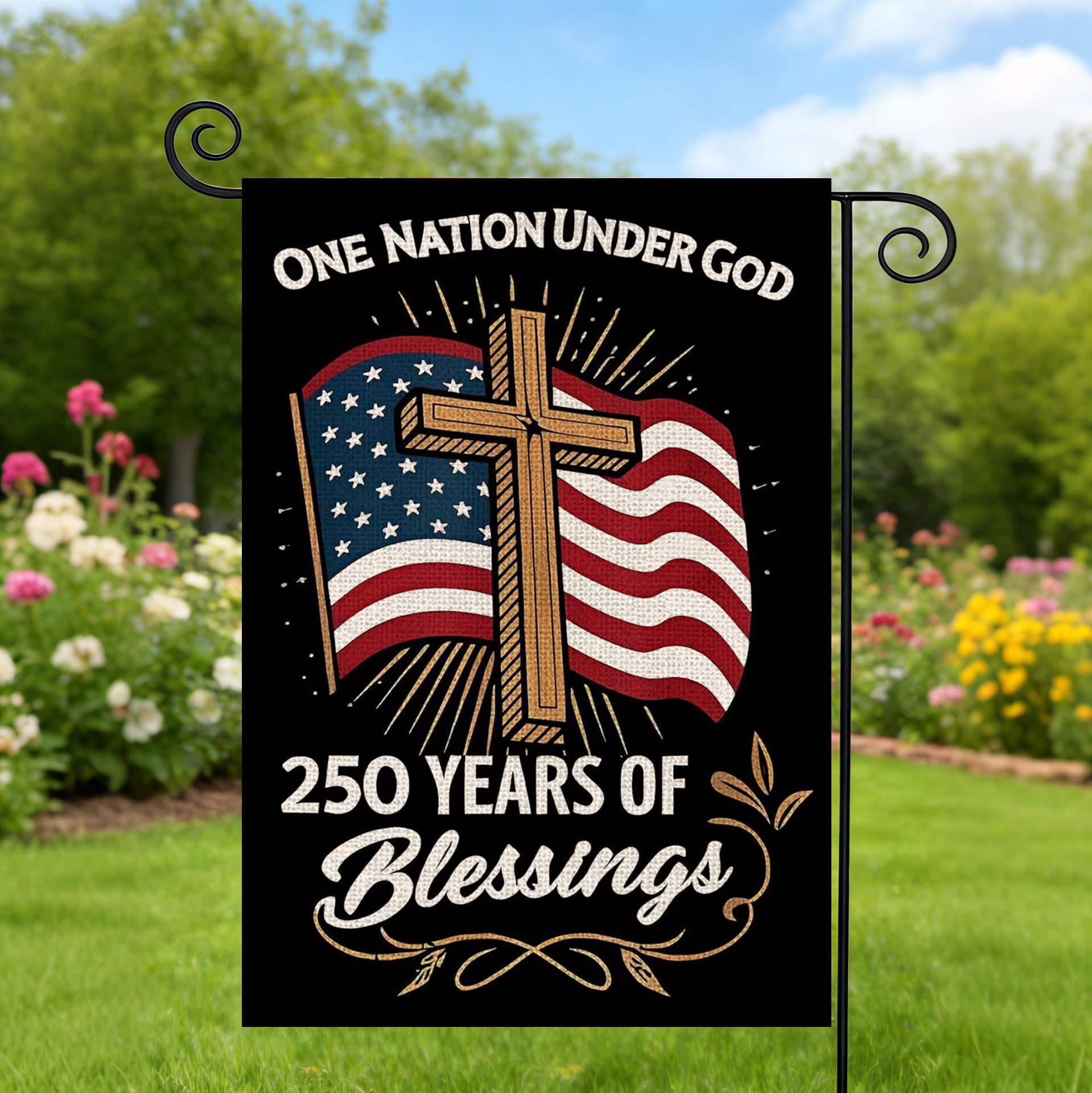 AIBOLYNE American flag design burlap flag adds festive curb appeal to yards.