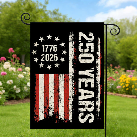 AIBOLYNE burlap flag with distressed texture for rustic garden decor.
