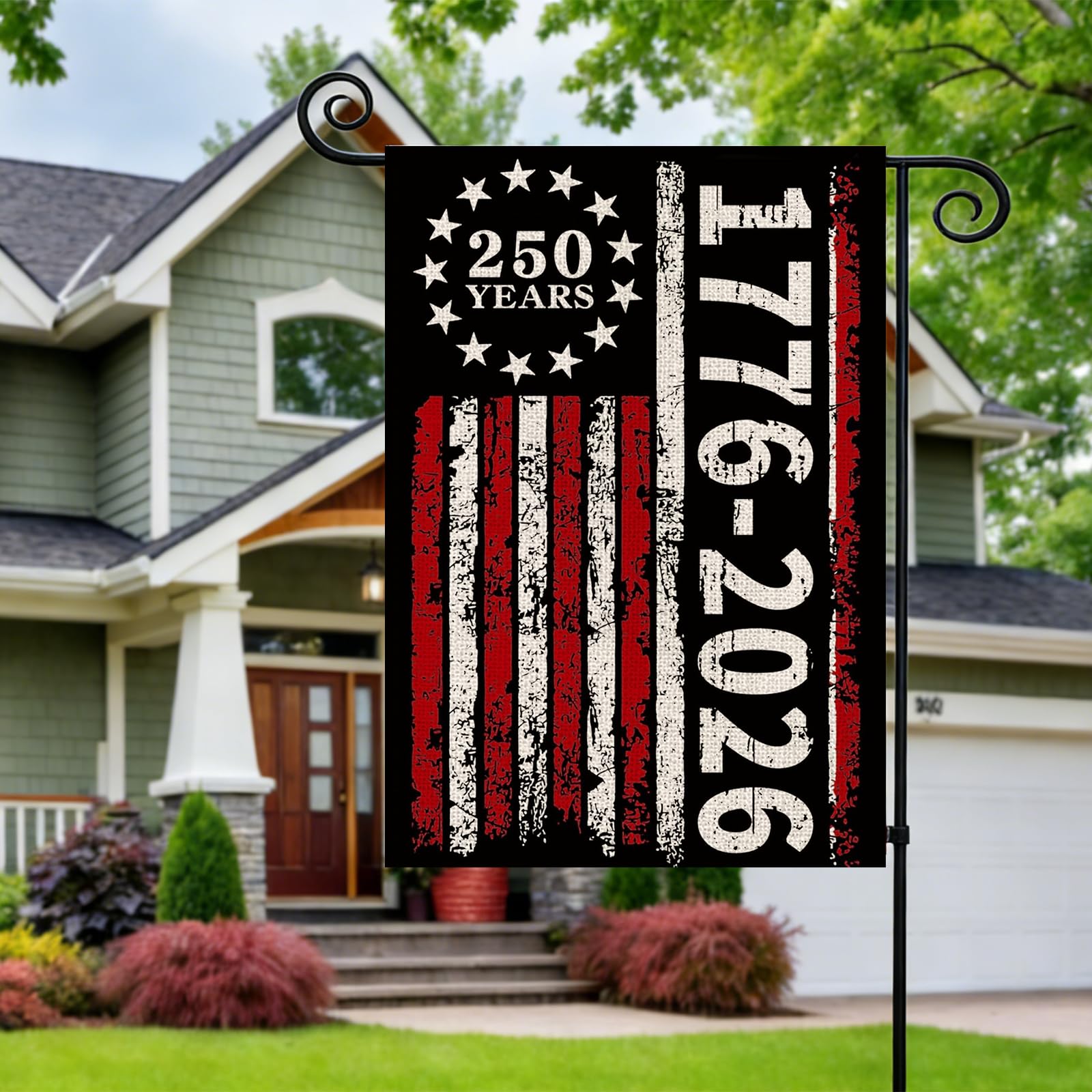 AIBOLYNE flag shows distressed stripes on black background for bold yard decor.