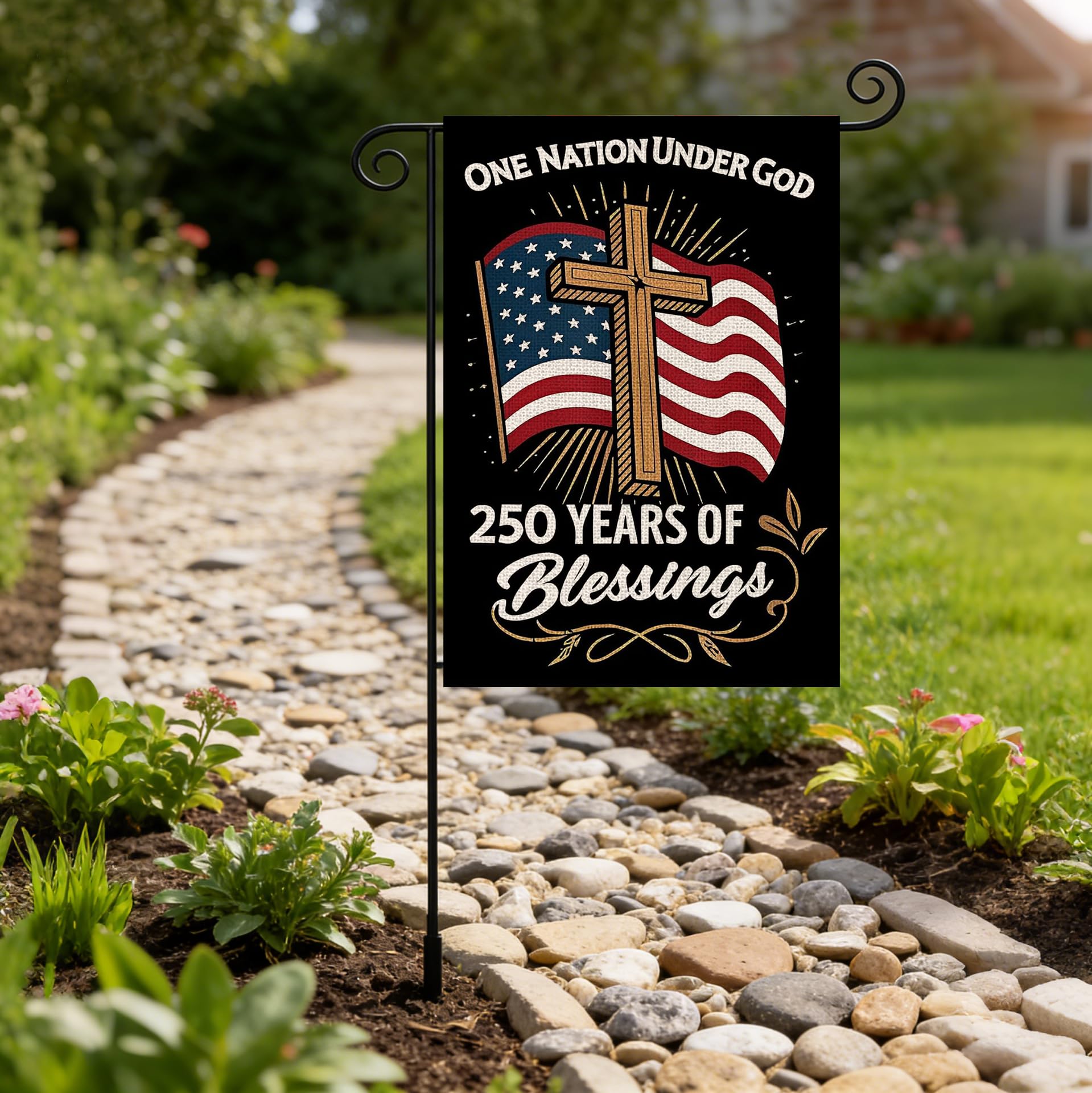 AIBOLYNE One Nation Under God motif suits year-round patriotic displays.