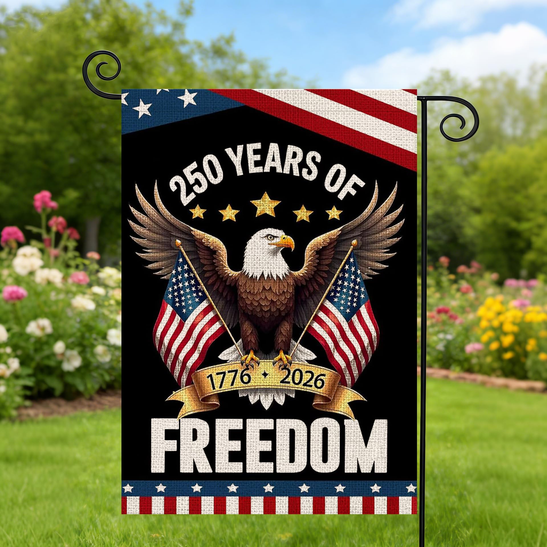 Aibolyne patriotic celebration flag complements porch or patio setups.
