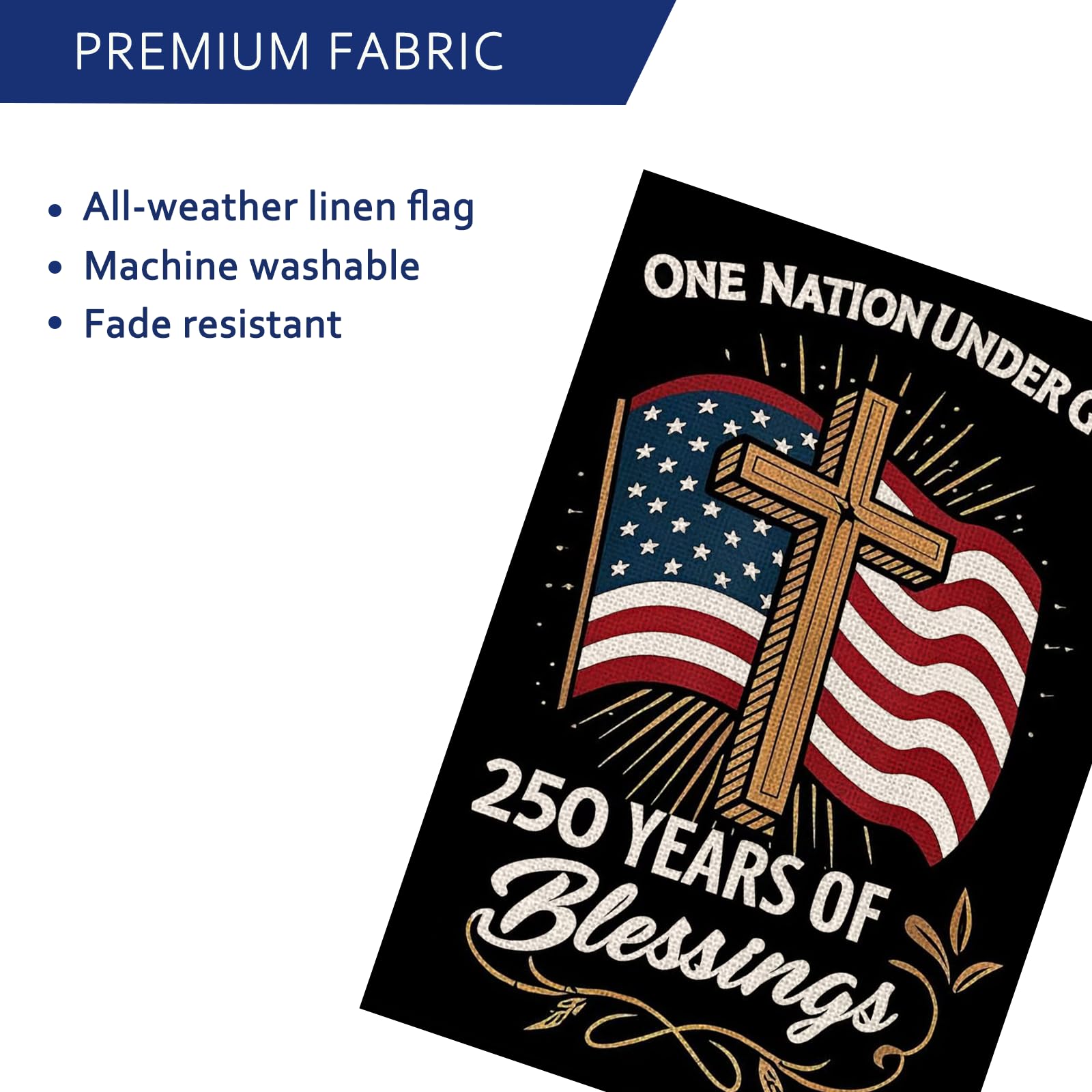 AIBOLYNE patriotic cross artwork enhances celebrations with durable burlap texture.