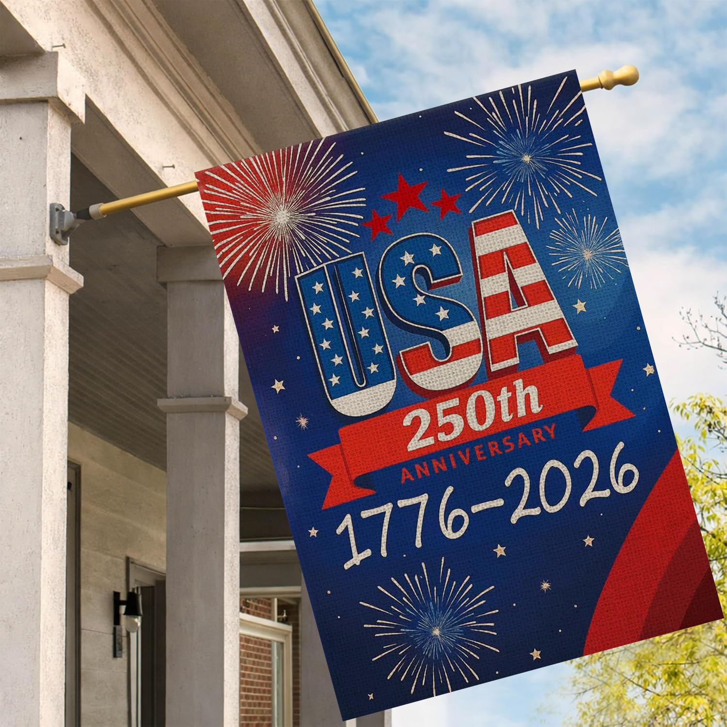 AIBOLYNE double-sided patriotic flag for clear visibility from both directions.