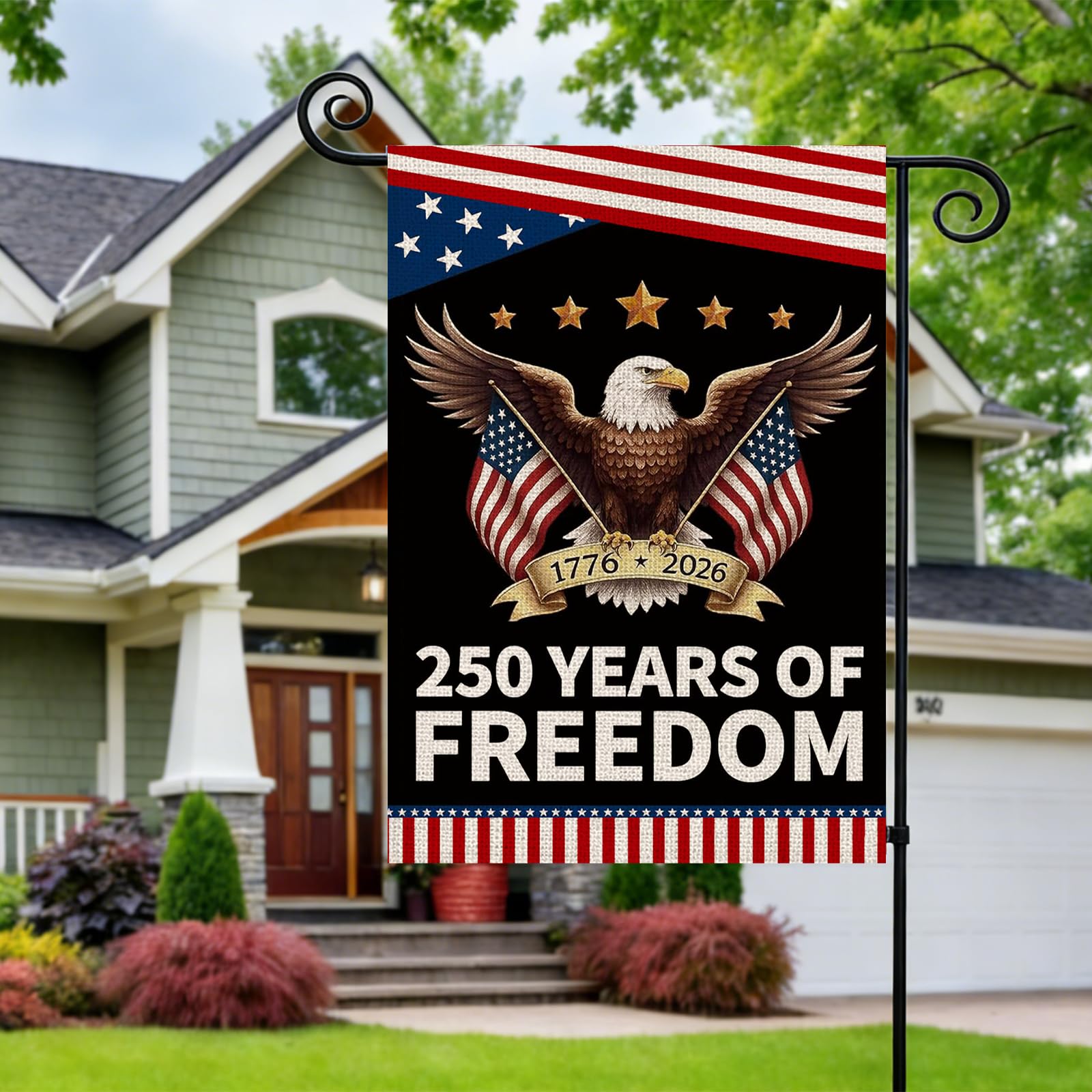 AIBOLYNE bald eagle and American flags on garden flag for yard patriotism.